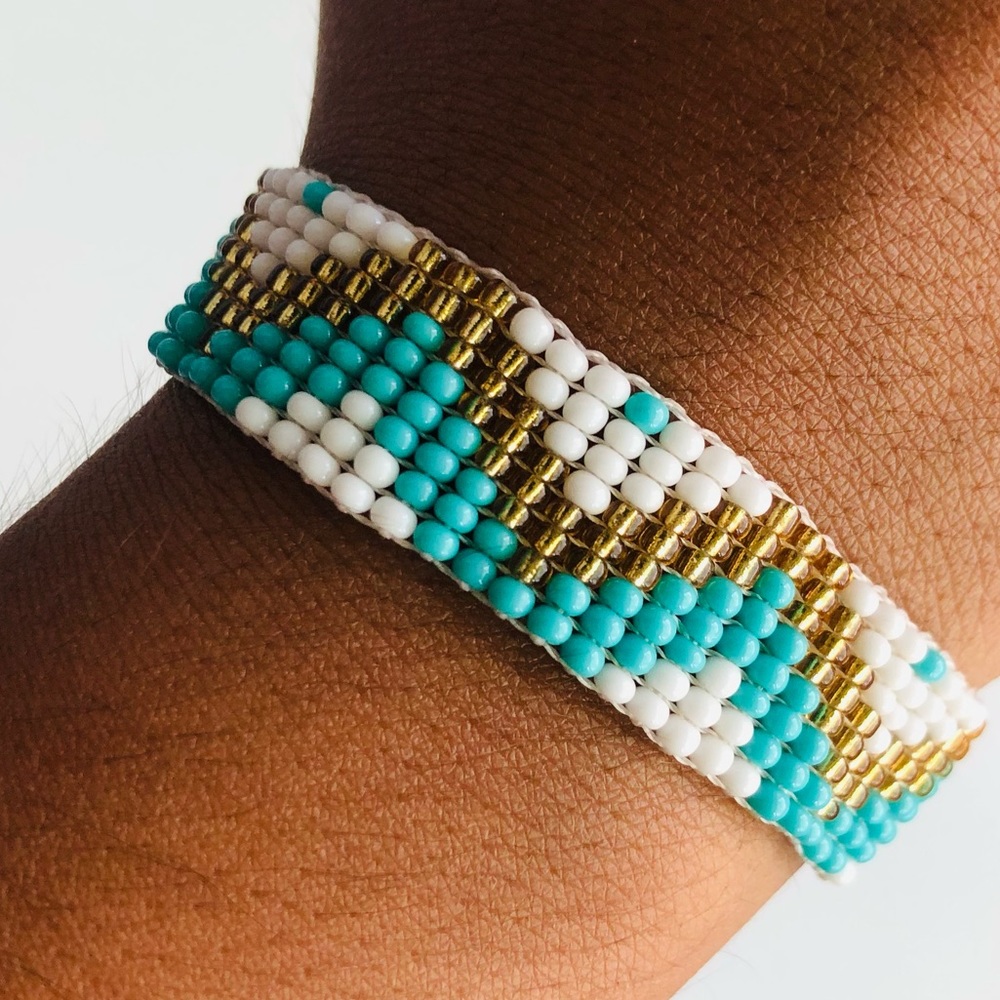 Bracelet | Handmade | Beaded | Ethnic | Mint